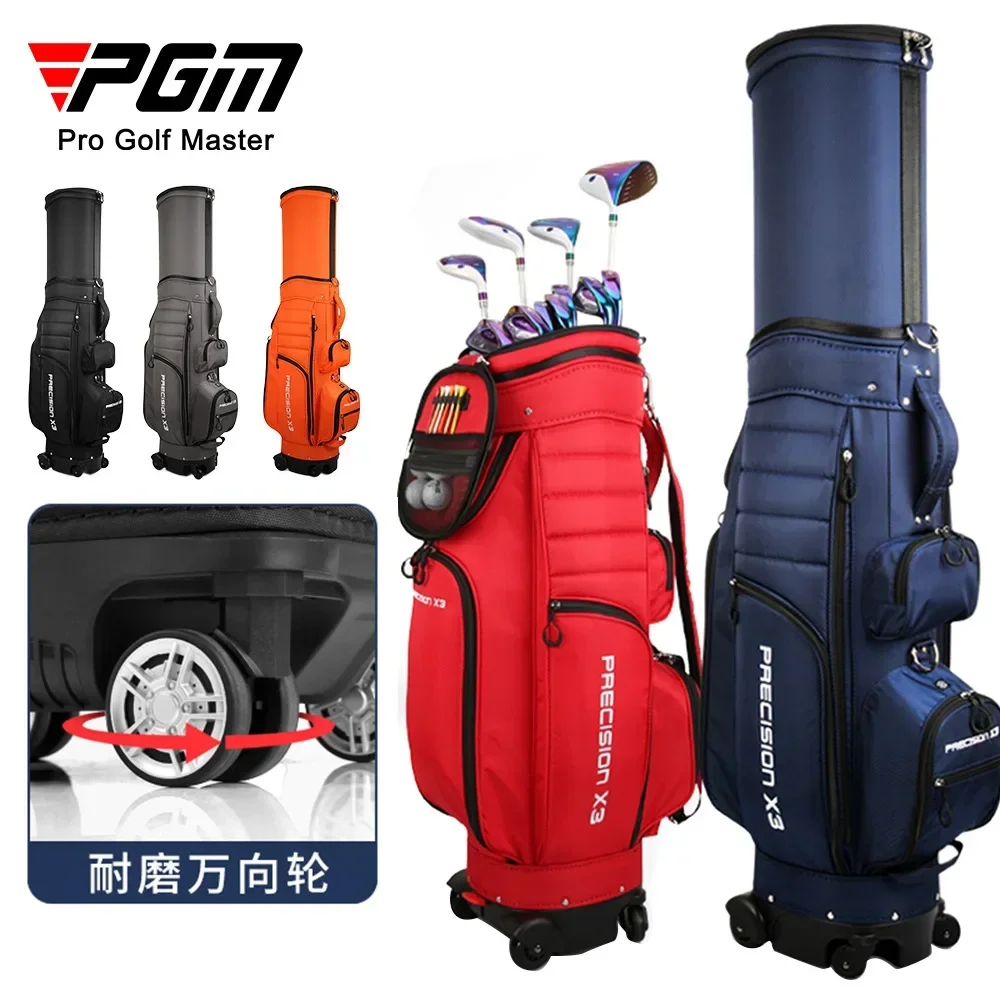 PGM Four-wheel Golf Bag Men\'s and Women\'s Telescopic Bag Can Brake Flat Push Golf Air Bag QB062 new