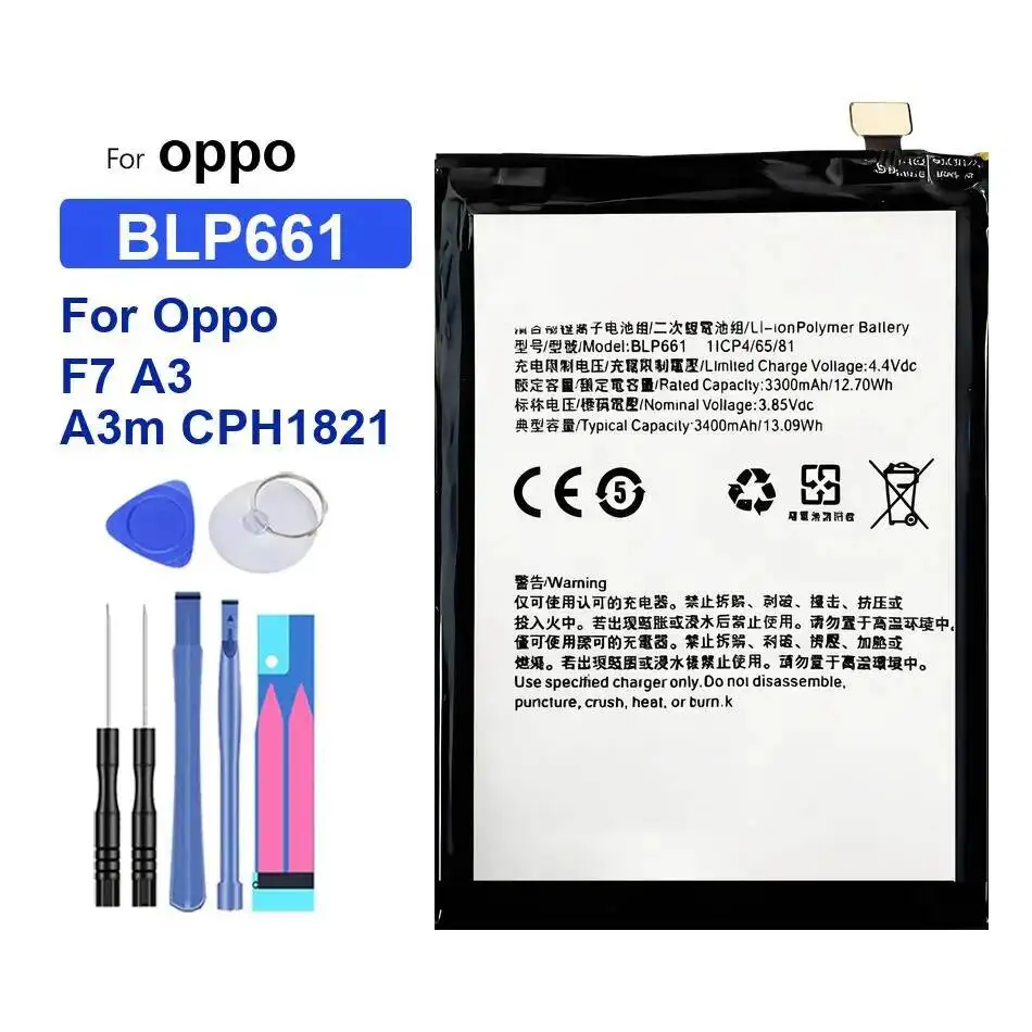 

3300Mah Stable For Oppo F7 A3 A3m CPH1821 BLP661 Reliable Power Supply Mobile Phone Battery
