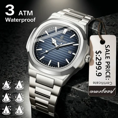 Men Watch PAAZOMU Top Luxury Brand Man Watch Sports Waterproof Luminous Date Men Wristwatch Square Dial Quartz Men's Watches High Quality