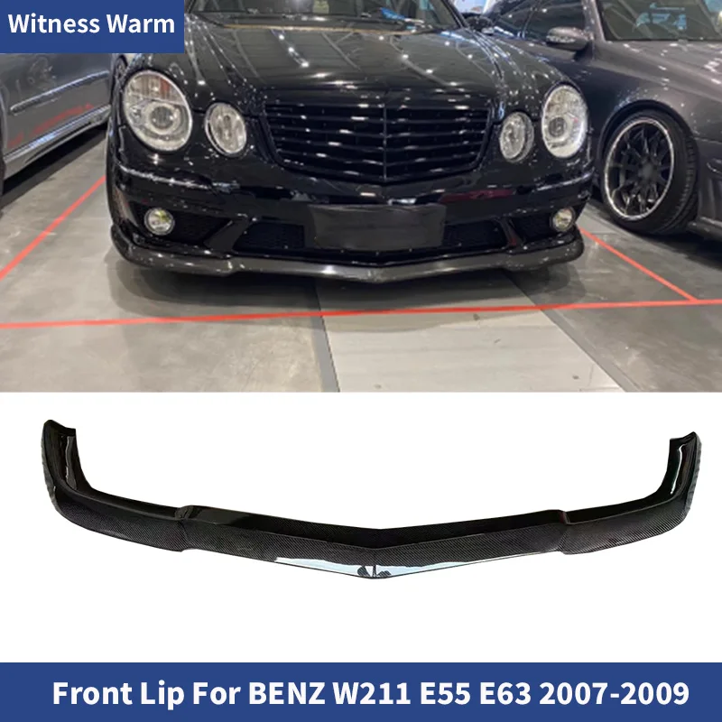 Pour Mercedes Benz classe E W211 E55 E63 AMG 2007-2009 fibre de carbone voiture lèvre avant pare-chocs diffuseur avant menton Spoiler