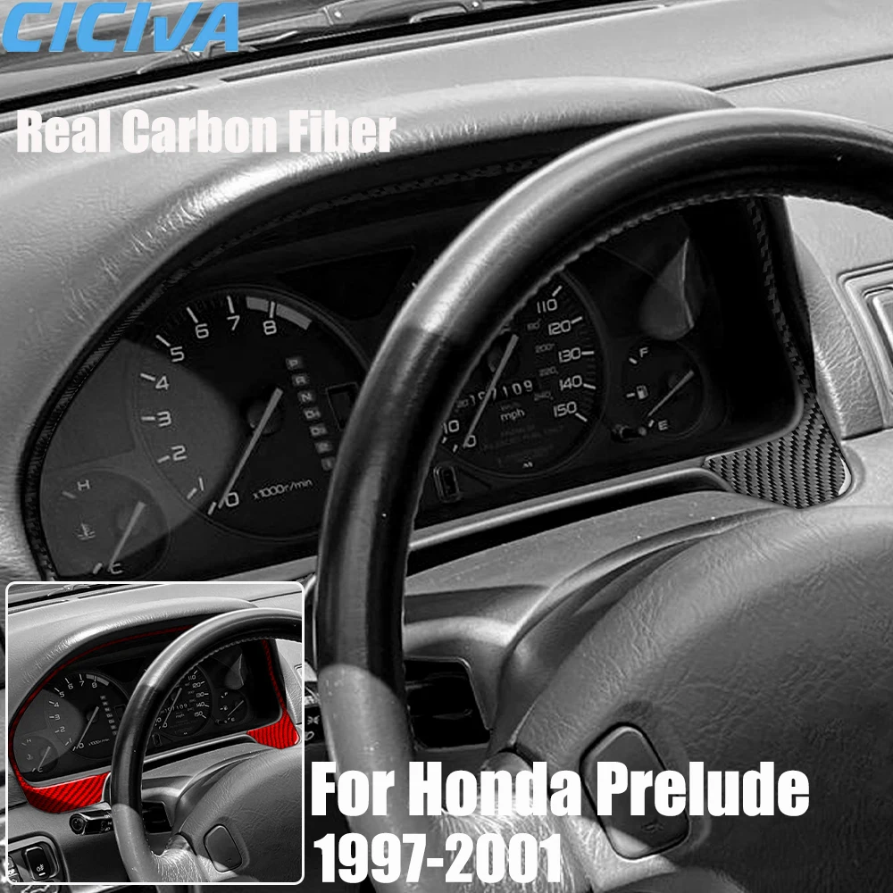 Real Carbon Fiber Car Accessories Speedometer Frame Trim Cover Soft Sticker For Honda Prelude 5th Gen 1997 1998 1999 2000 2001