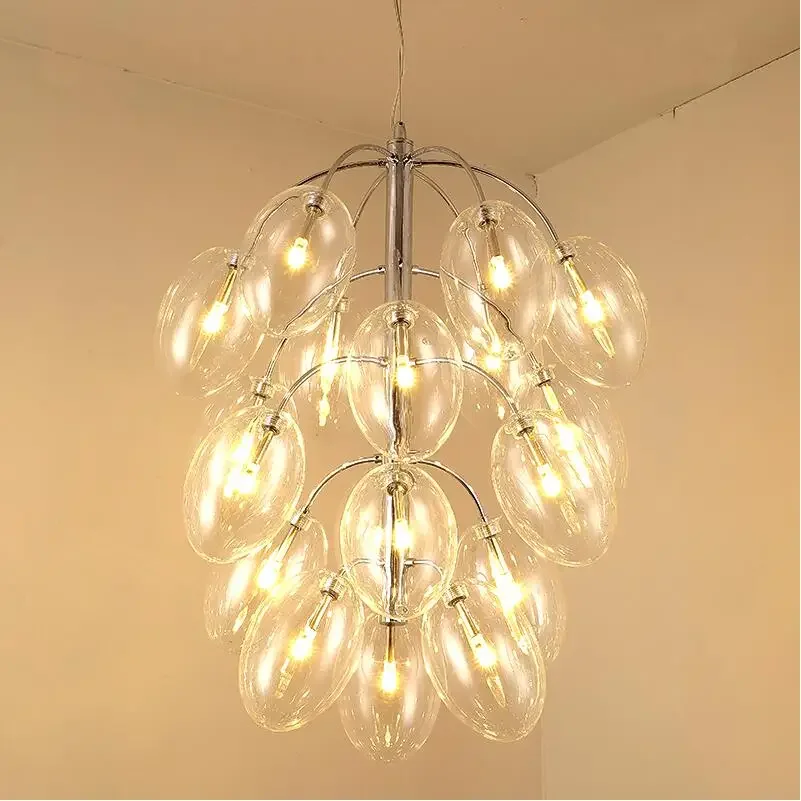 

LED Gold Chrome Grape Glass Chandeliers light 4/7/15/18 led gold hanglight Living Room Dining Shop iron chandeliers