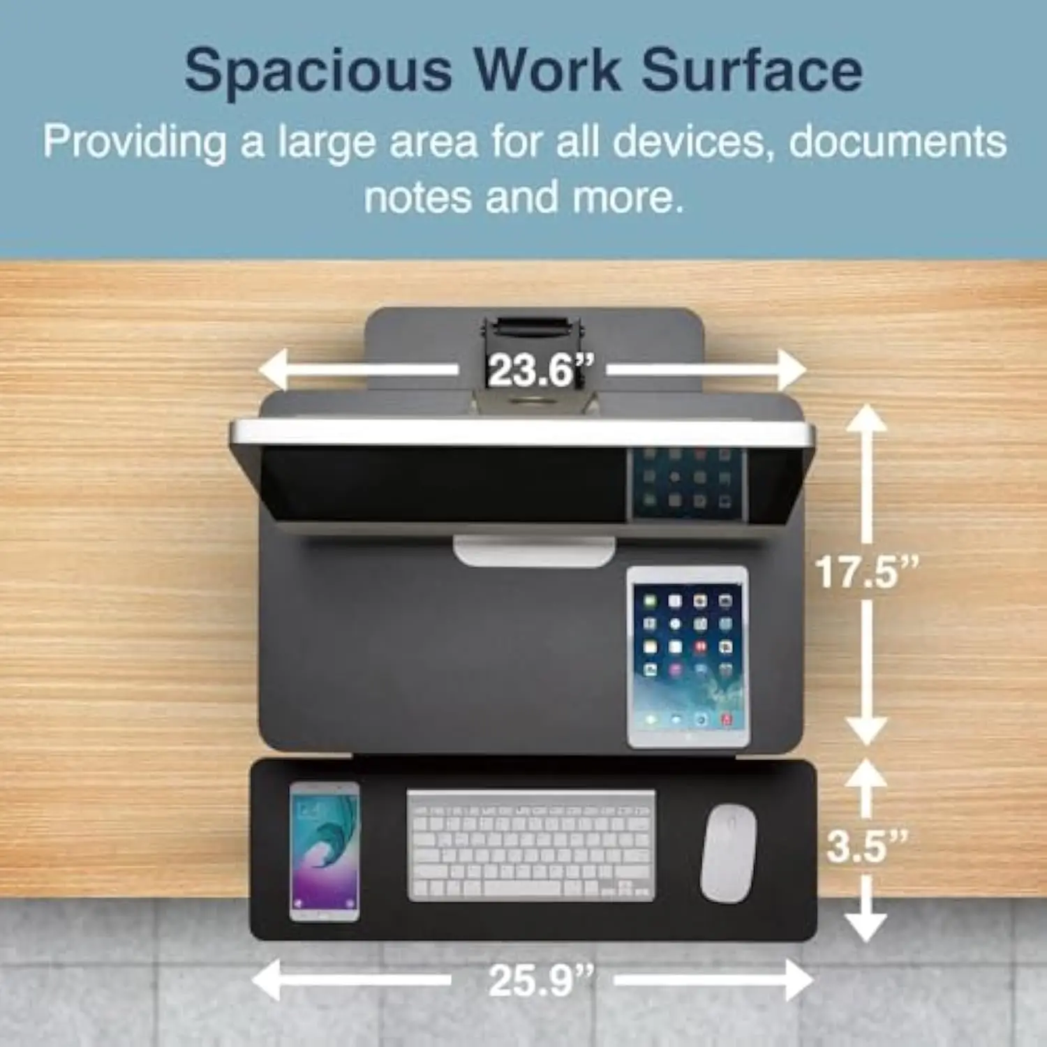 Zero Adjustable Standing Desk Converter - 6.3-17.3'' Height Adjustable Desktop Standing Desk Riser - Stand Up Desk Top - Sit S