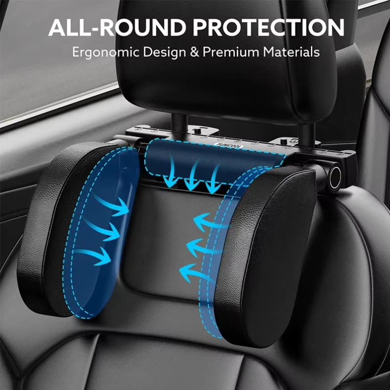 Car Seat Headrest Adjustable Side Head Support Telescopic Support on Cervical Spine for Adults Kids U Shaped Pillow