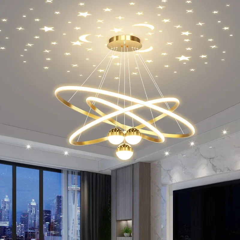 Modern Led Pendant Light Nordic Fashion Circular Lamp Black Golden Chandelier Bedroom Living Room Kitchen Hanging Lighting