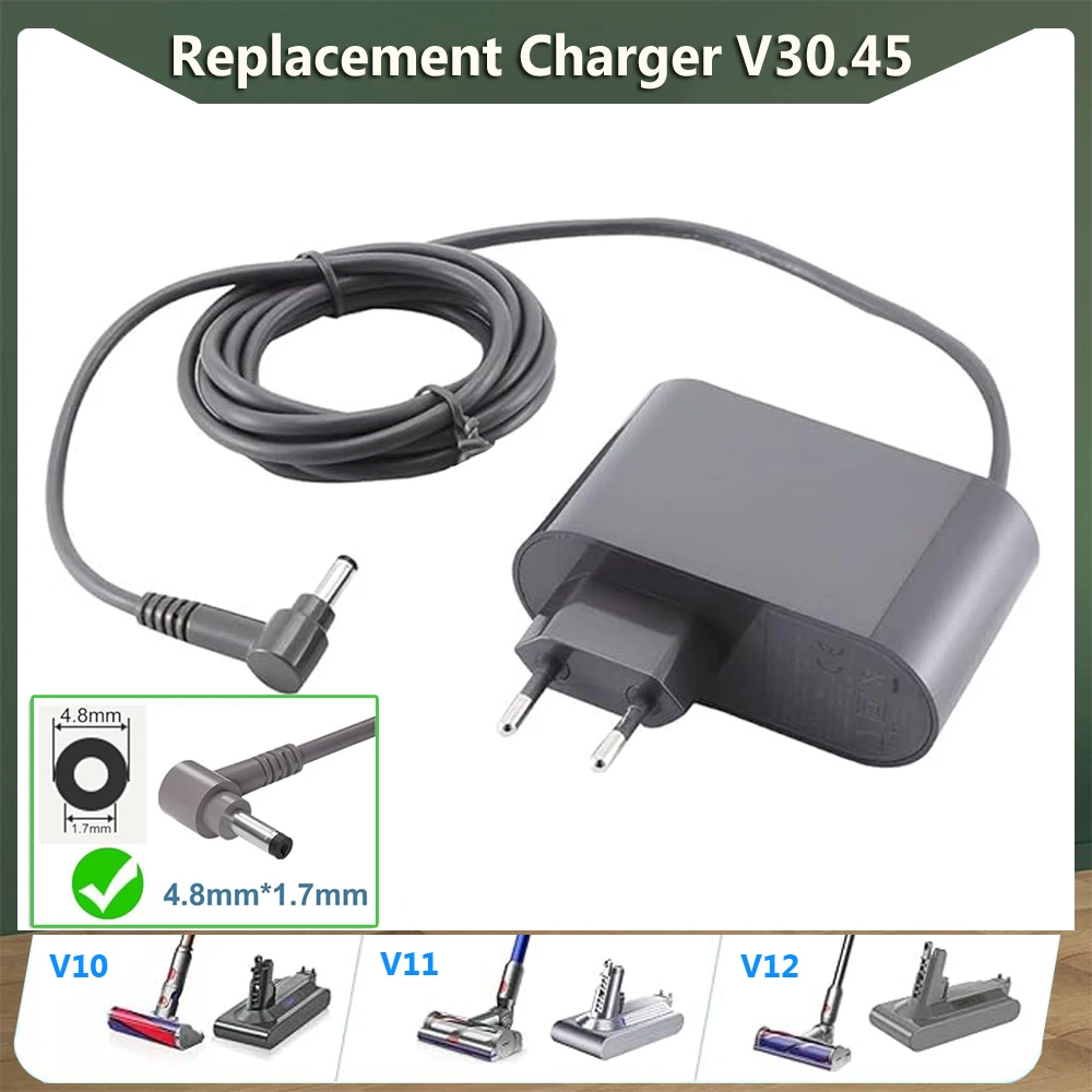 30.45V Charging Cable Charger For Dyson V10 V11 V12 V15 SV12 SV14 SV15 SV20 SV22 Replacement Part Vacuum Cleaner For Dyson 30.45