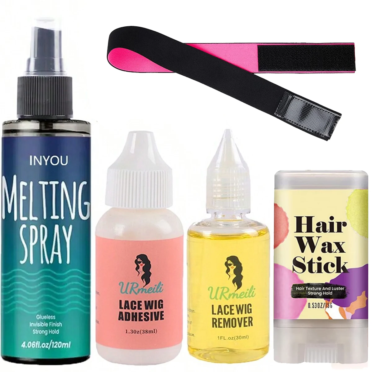 5pcs Wig Glue Spray for Front Lace Wig Lace Melting Spray for Wigs Melting Spray Lace Bond Spray Lace Glue Kit Wig Install Kit