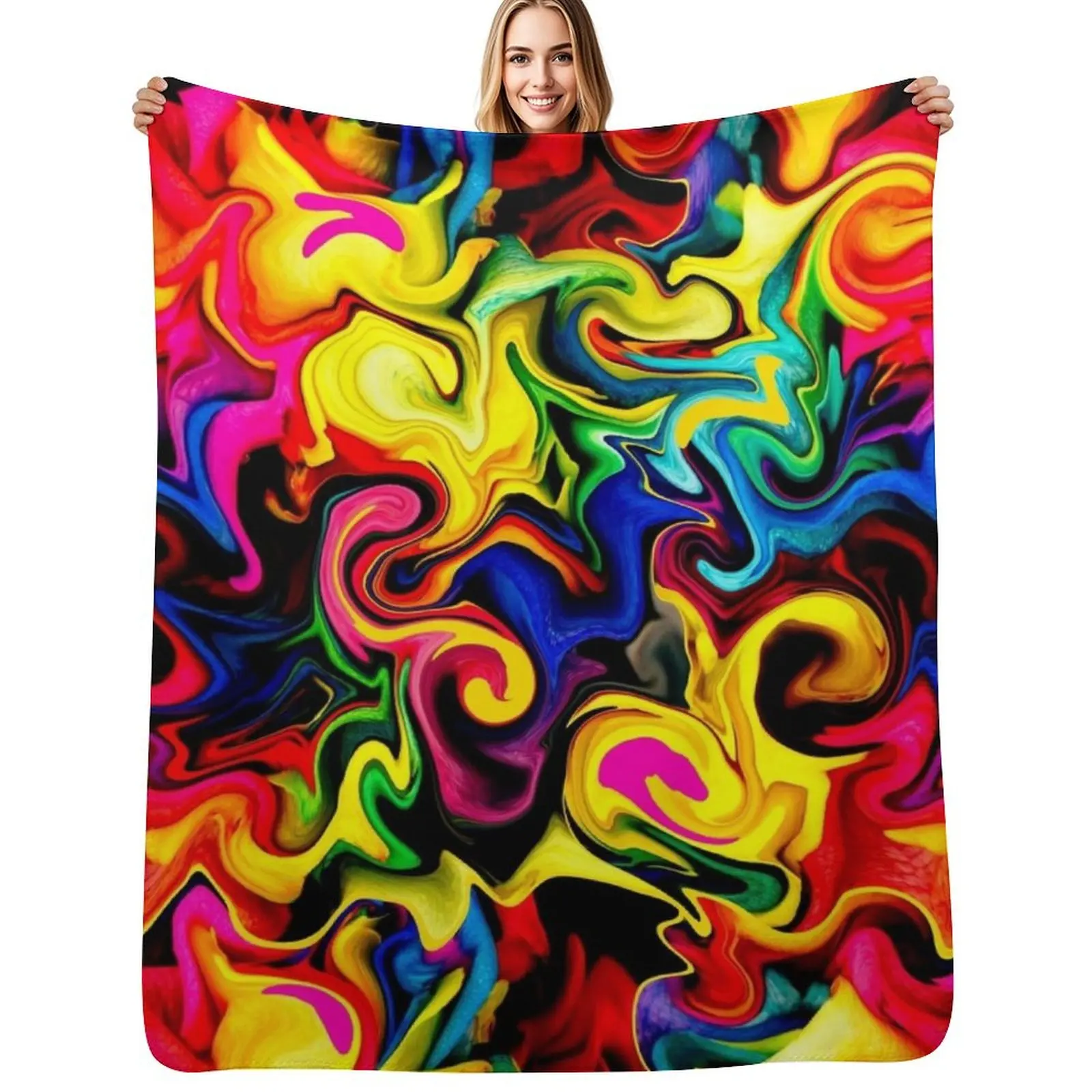 

Abstract Designs: Cute Bright Colorful Rainbow Artwork Pattern Throw Blanket Furry Tourist Softest Blankets