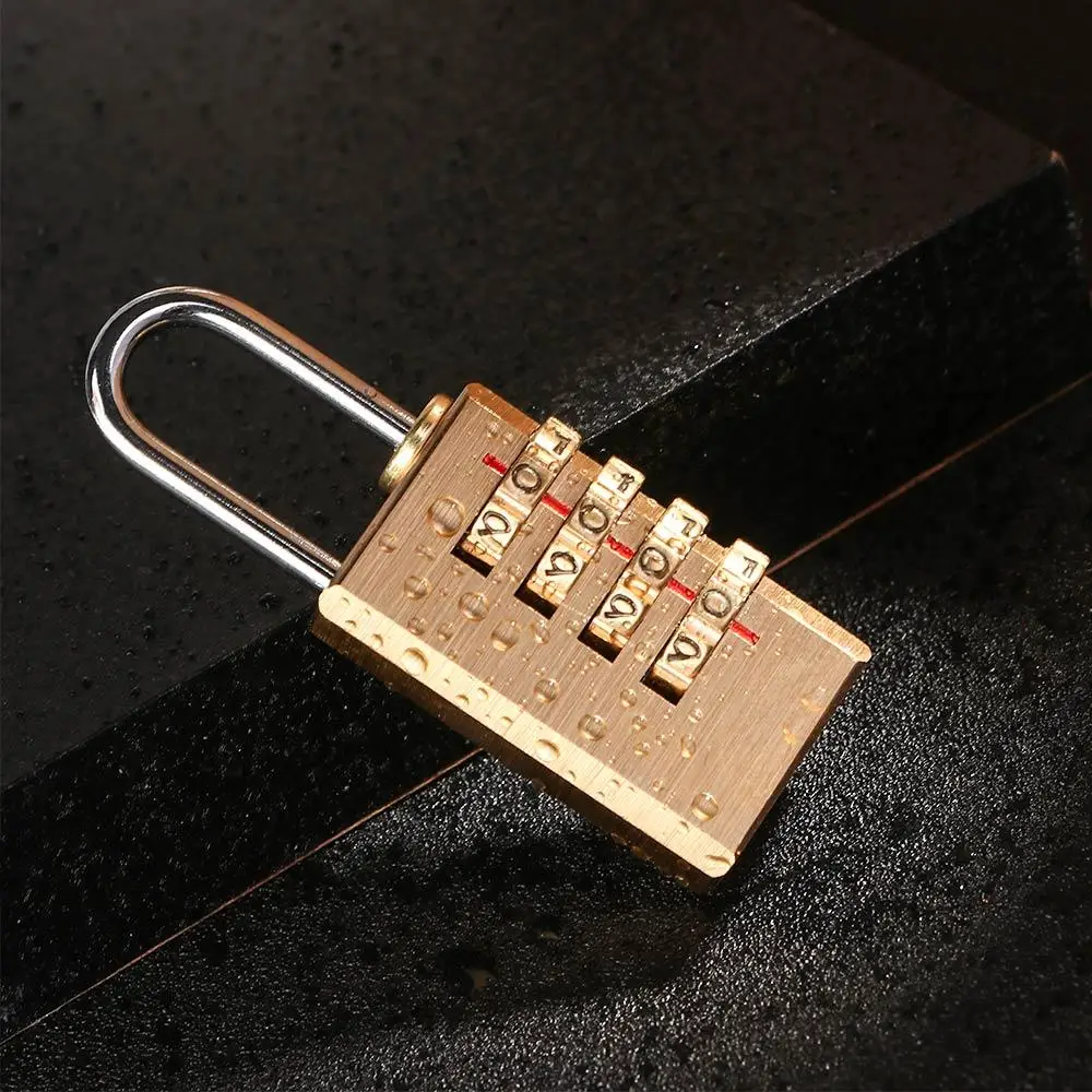 

NEW High Quality Mini Security Tool 4 Digits Number Pure Cooper Password Lock Password Code Brass Combination Lock Padlock