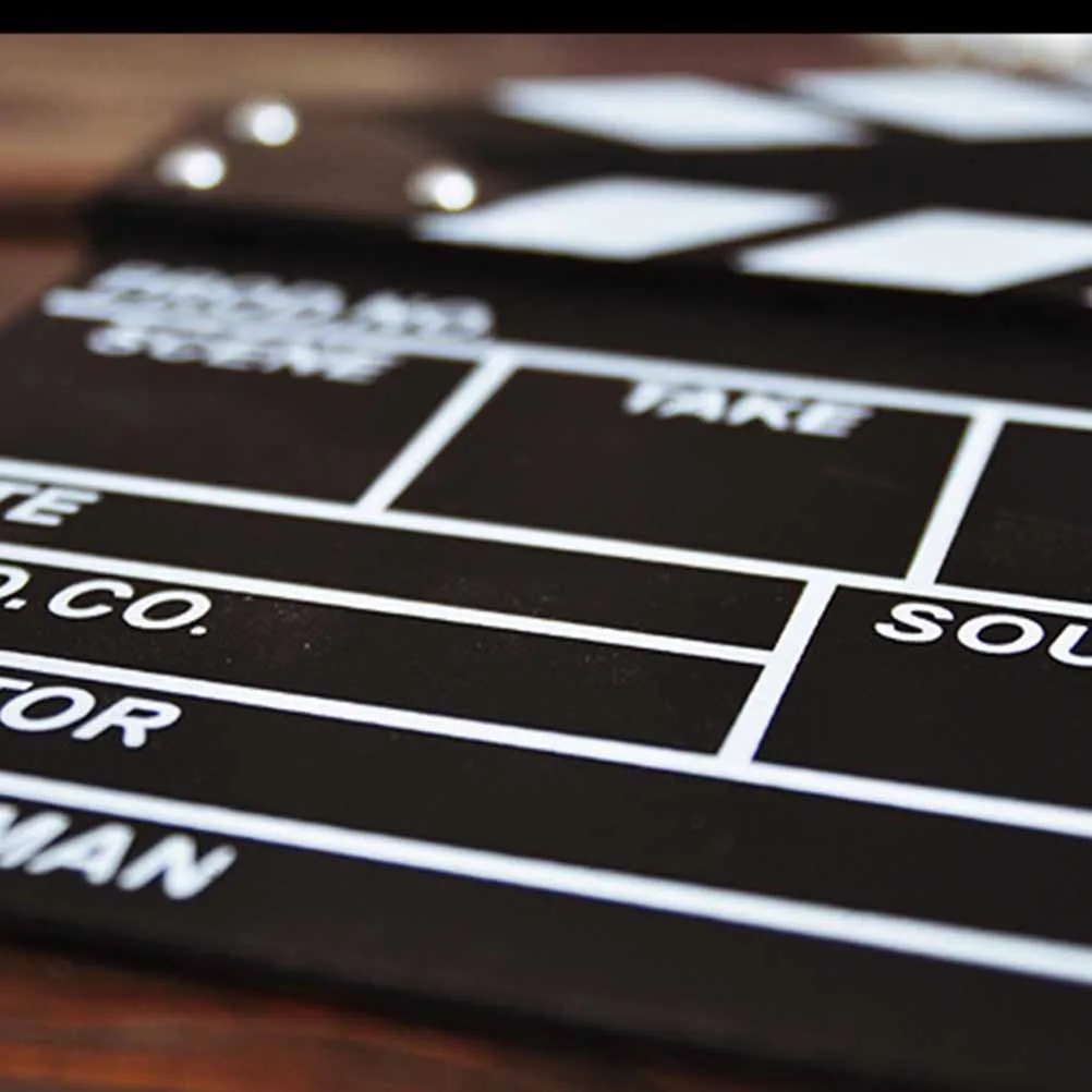 Clapper Board Black Wood Finish Film Clapboard for Movie Making Photo Prop Whiteboard Back for White Balance Kids Role
