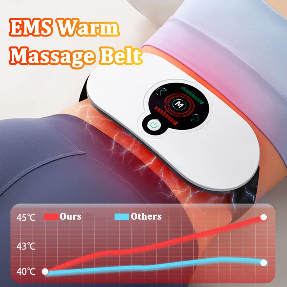 

Electric Waist Massager Belt EMS Heating Waist Massage Pad Menstrual Warmer Back Pulse Period Pain Relief Physiotherapy Support