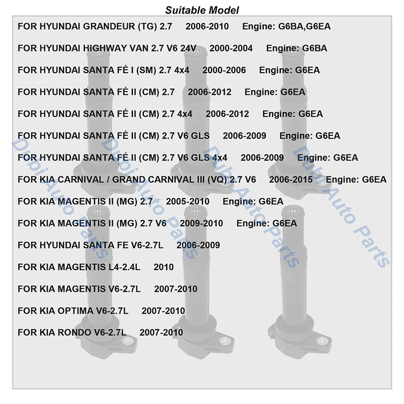Ignition Coils + Spark Plugs Kit For HYUNDAI SANTA FE II CM 2.7 2006-2012 GRANDEUR KIA MAGENTIS OPTIMA RONDO 273013E400 UF558