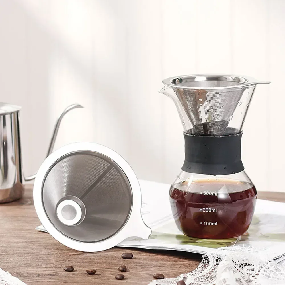 

Eco Friendly Stainless Steel Coffee Filter, Reusable Pour Over Cone Dripper Holder, Perfect for Home, Camping, and Work