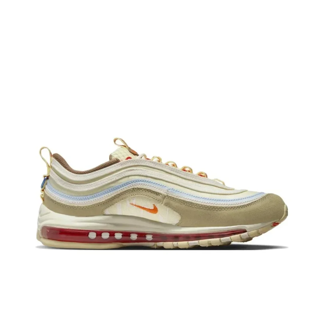 Nike New Air Max 97 Low Men's and Women's Sneakers Breathable and comfortable clunky shoes Cushioning and wear resistance Brown