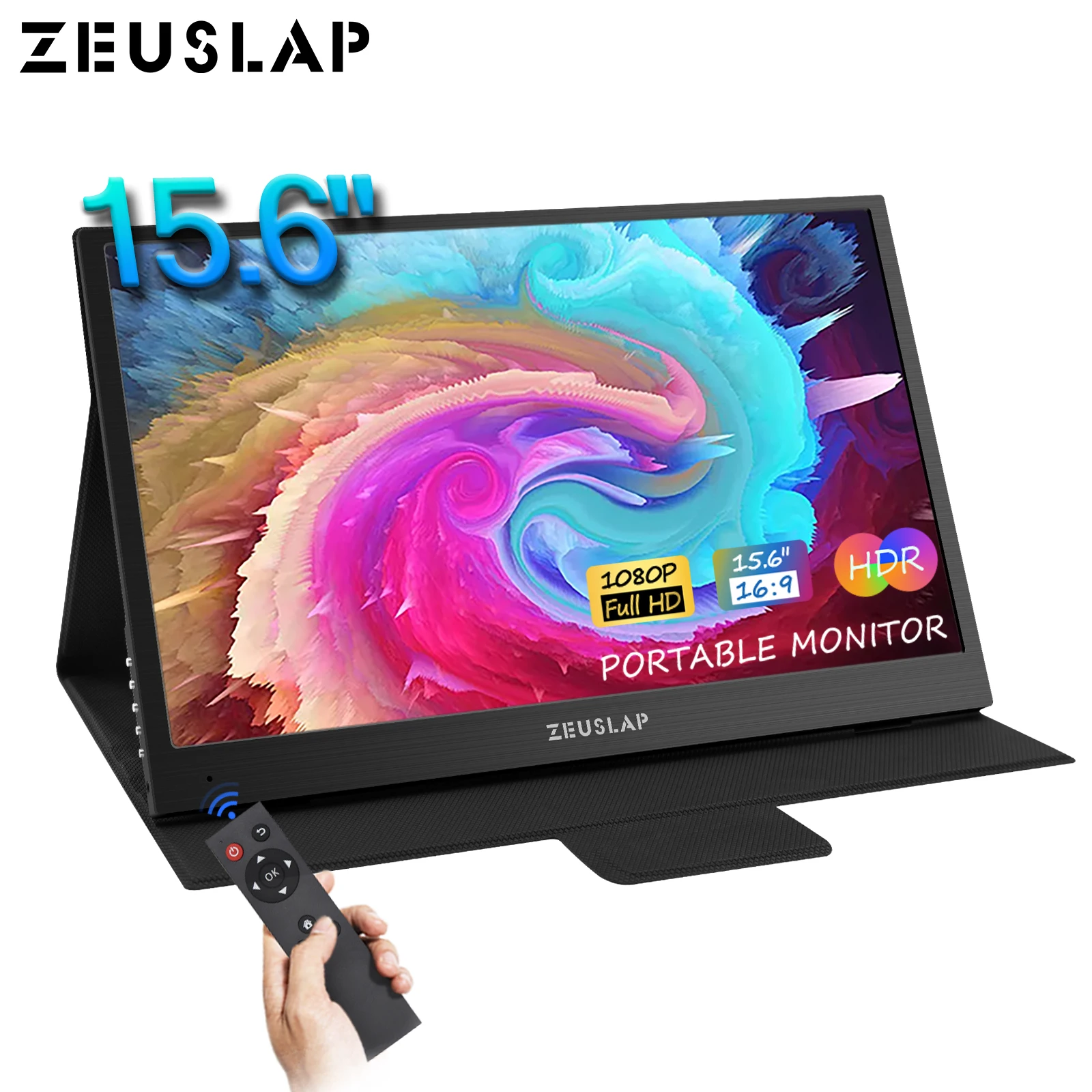 

ZEUSLAP Portable Monitor 15.6" 1920*1080P IPS Screen Full HD with Remote Control for Mobile Phone Laptop Mini PC Switch PS4 Xbox