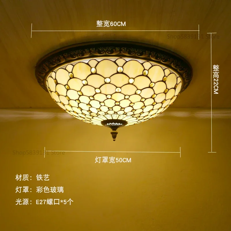 Turkse retro plafondlampen Tiffany lampen Vintage cirkelvormige gekleurde glazen plafond hanglamp woonkamer slaapkamer Art Deco lamp