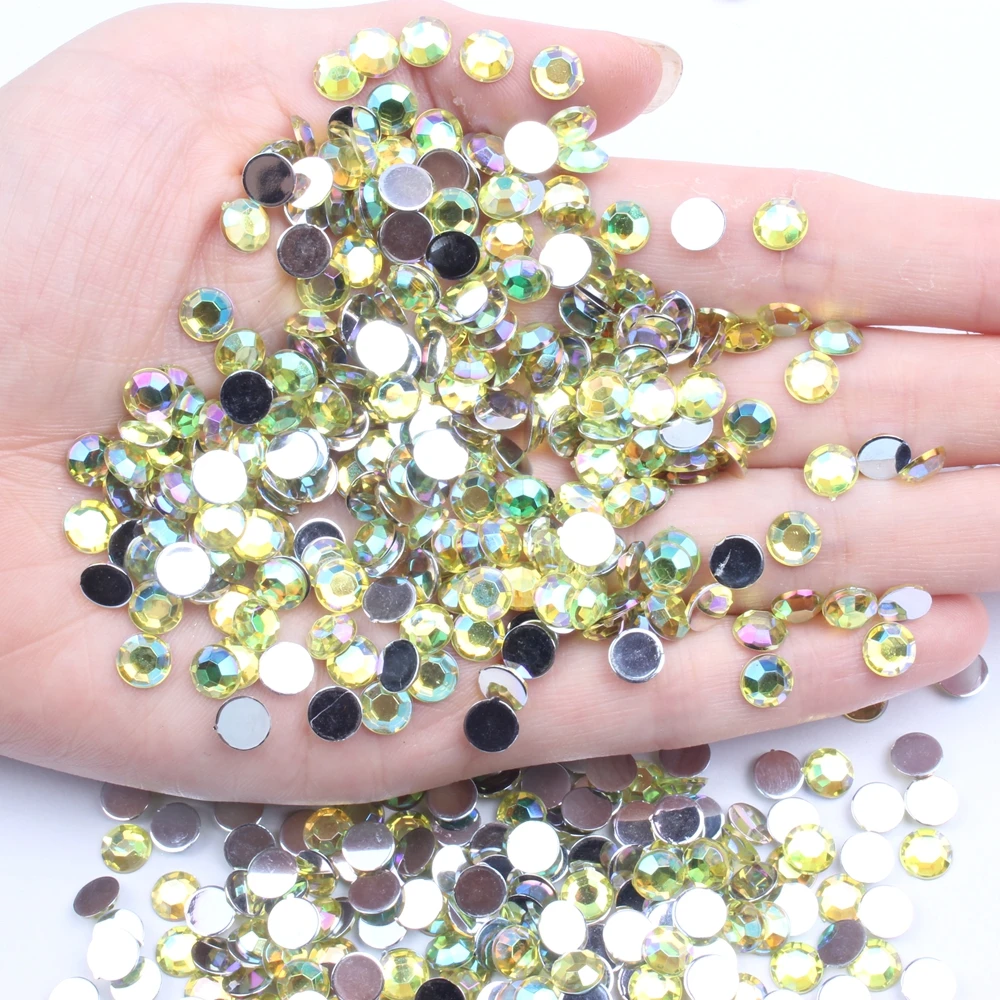 Acrylic Rhinestones Half Round Beads 1.5-8mm Flatback Facets Many Colors Glue On DIY Craft Backpack Garment Accessories