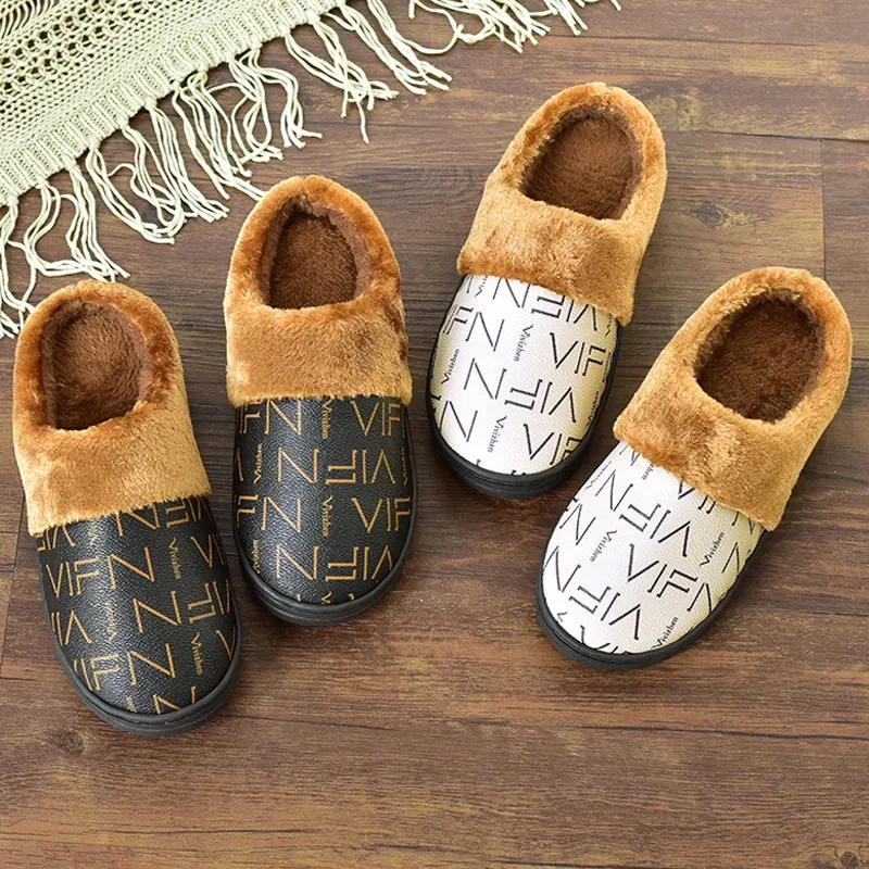 

2024 Hot Sale Winter New Cotton Slippers Women Indoor Home Non-slip Plush Warm Couples Home Waterproof Cotton Drag Male Winter