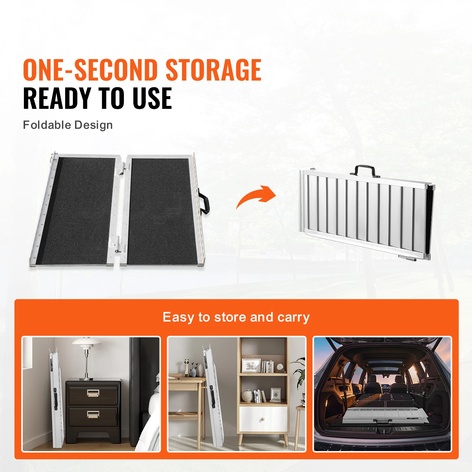 Wheelchair Ramp 24/36/48/72in 800 lbs Capacity Non-Slip Aluminum Folding Threshold Ramp Foldable Wheel Chair Ramp