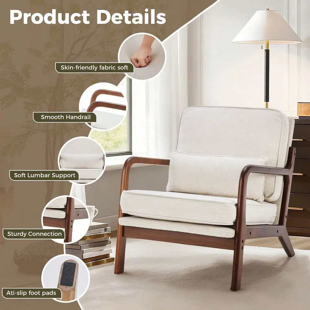 

Sillas Para Comedor ChairsMid Century Modern Chair, Accent Chair With Arms And Waist Cushion, Reading Chairs For Adults, Lounge