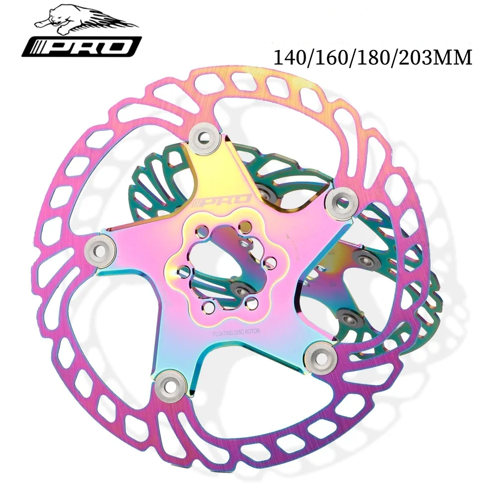 Electroplate Color IIIPRO Mountain Bike Stainless Steel 140mm 160mm 180mm 203mm Floating Disc Brake Rotor Bicycle Parts