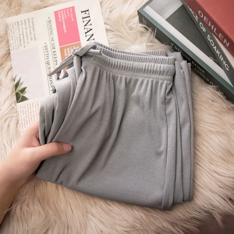 High Waist Women\'s Pants Ice Silk Woman Clothing Thin Youthful Woman Clothes Casual Korean Reviews Many Clothes Slim Loose Pants