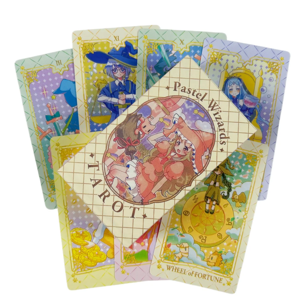 Pastel Wizards Tarot Deck 10.3*6cm 78 Pcs Cartoon Tarot Cards Japanese Anime Playing Cards