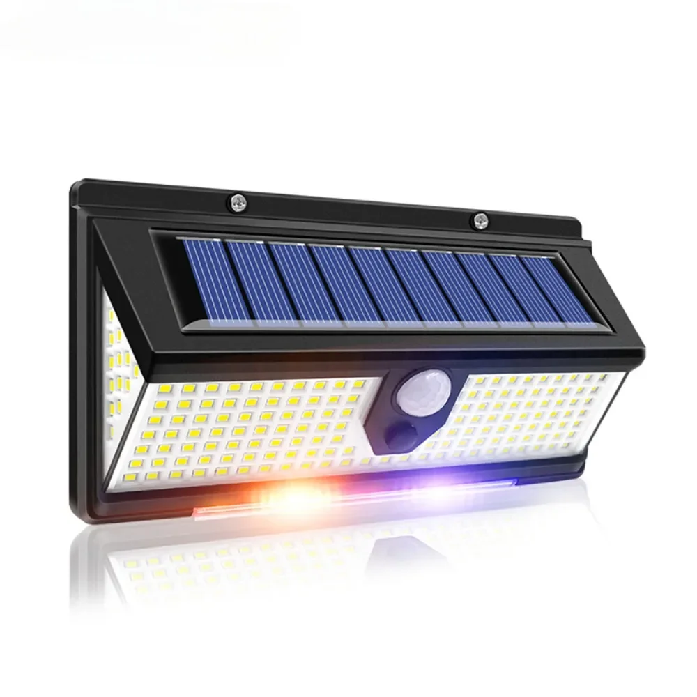 Luz de três lados 172led solar recarregável luz de parede corpo sensor à prova dwaterproof água luz do jardim ao ar livre luzes solares