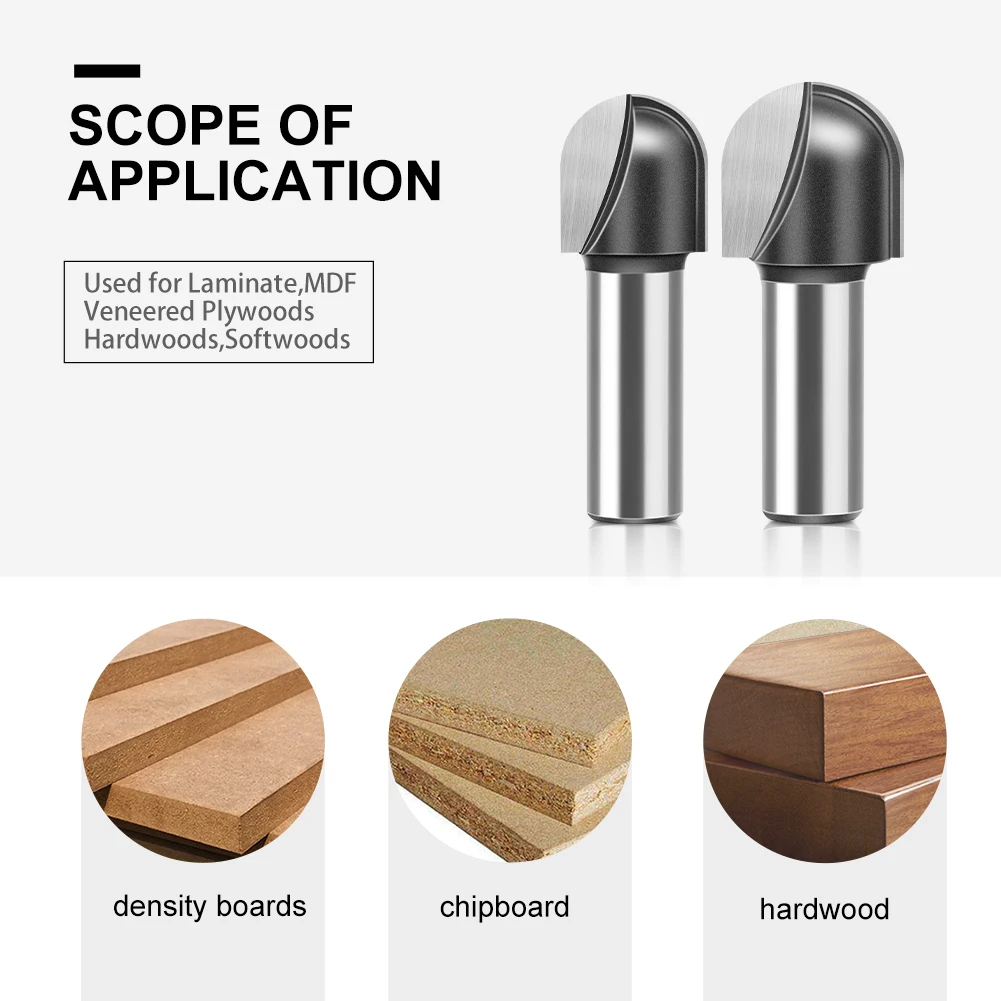 12mm shank  Ball Nose Router Bit Set Round Milling Cutter For Wood CNC Radius Core Box Solid Carbide Tools