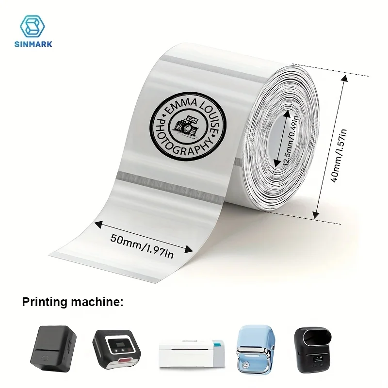 6 Rolls 2 Inch 50×50mm Transparent Round/Square Thermal Labels, Self‑Adhesive Direct Thermal Sticker, Multi‑Purpose Tag for Offi