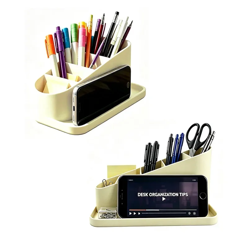 Silicone Stepped Pen Holder Student Stationery Storage Bucket Creative Desktop Organizer Cylinder Mobile Phone Stand