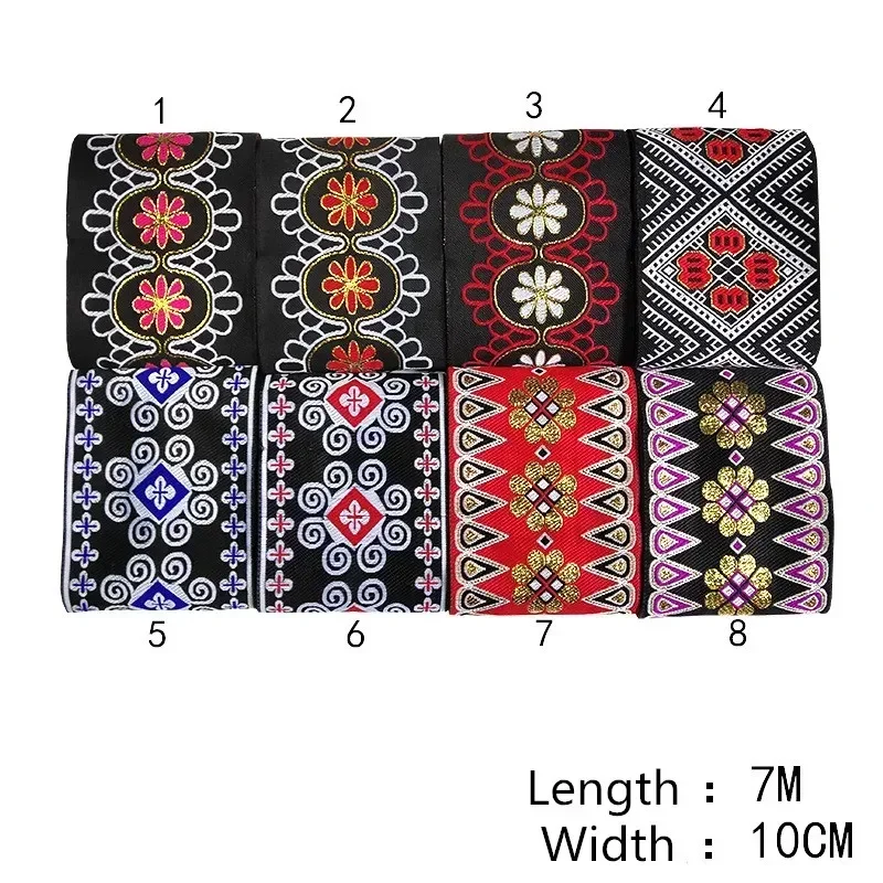 1M Embroidery Ethnic Jacquard Webbing Woven Tape Lace Ribbon Trim Width 10cm Tribal Boho DIY Garment Bag Accessories