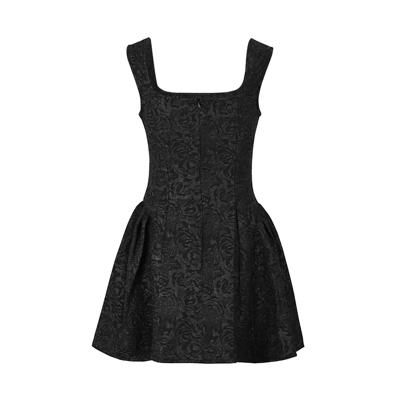 Summer New Women's Dresses Solid Sexy Sleeveless Square Neck Streetwear Fashion Floral Lace A-Line Mini Dress Female Clothing