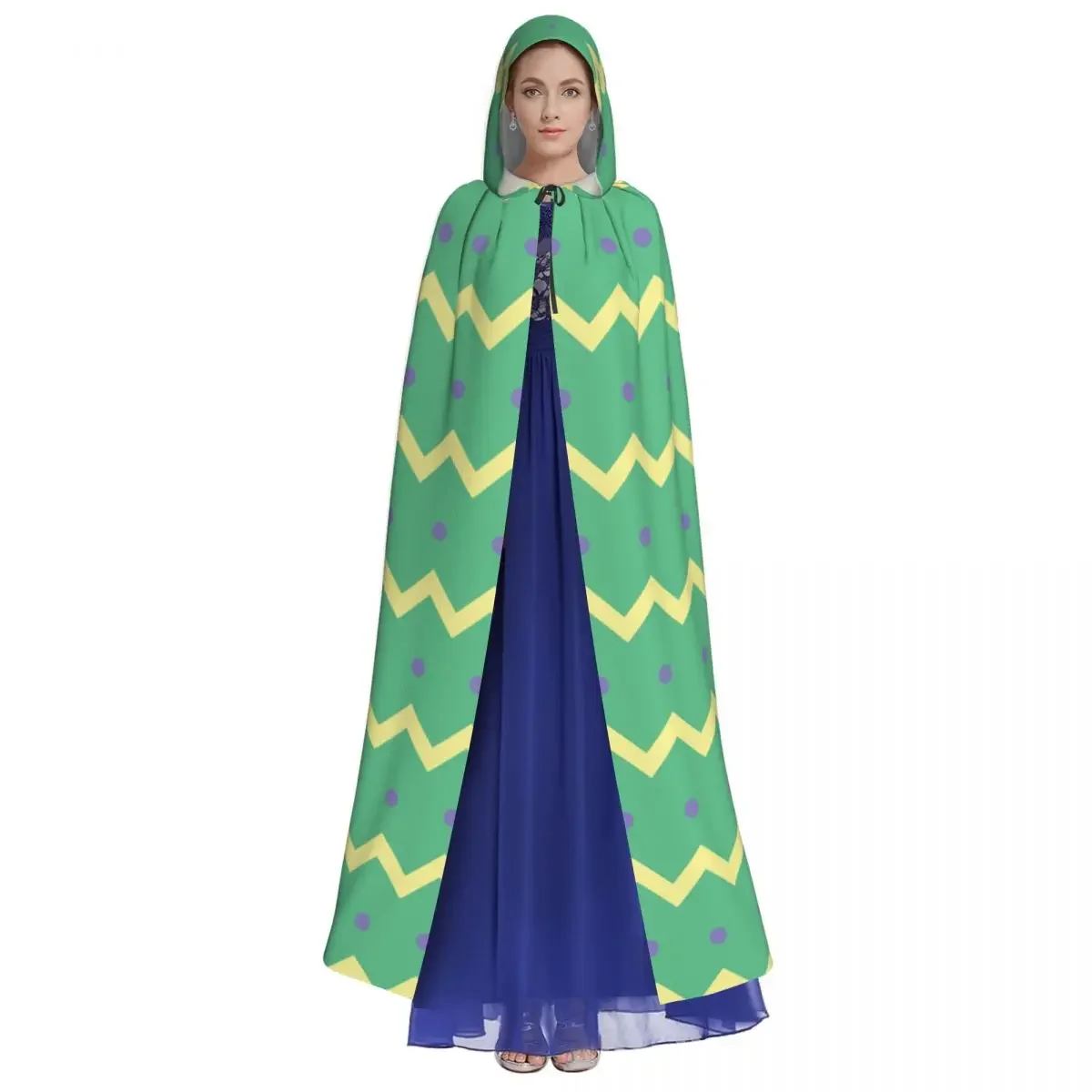 Adult Zigzag Chevron  Pattern Pastel  Cape Hooded Medieval Costume Witch Wicca Vampire Halloween  Dress Coat