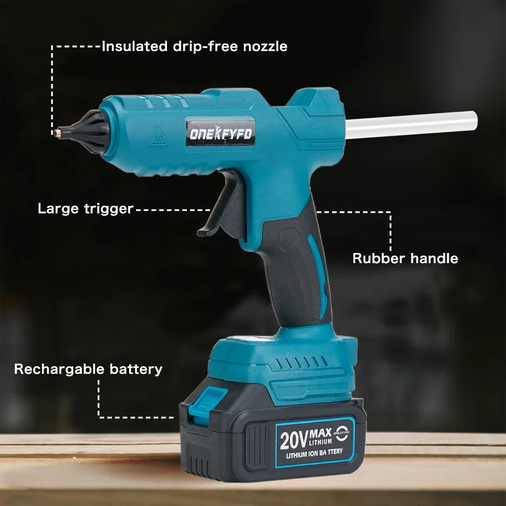 Lithium Battery Cordless Hot Glue Gun Temperature Adjustable Heavy Duty Glue Gun Household DIY Power Tools for Makita Battery