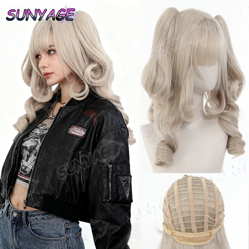 الاصطناعية الأميرة قص مزدوجة ذيل حصان لوليتا شعر مستعار مع الانفجارات فتاة معلقة الأذن أرنب الرومانية لفة تأثيري هالوين شعر مستعار Harajuku