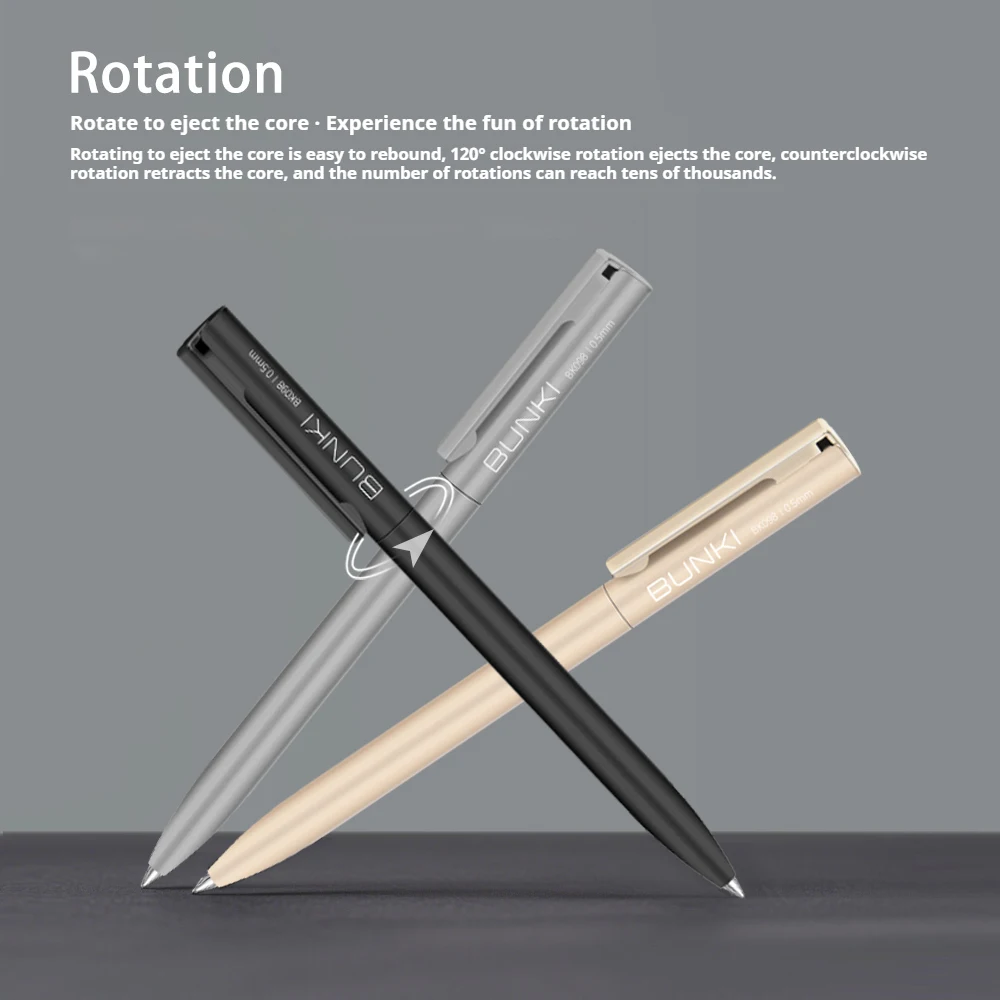 قلم جل معدني فاخر دوار مزدوج الطرف من BUNKI، كتابة سلسة قابلة للسحب، تصميم بسيط للأعمال المكتبية والمدرسة #4