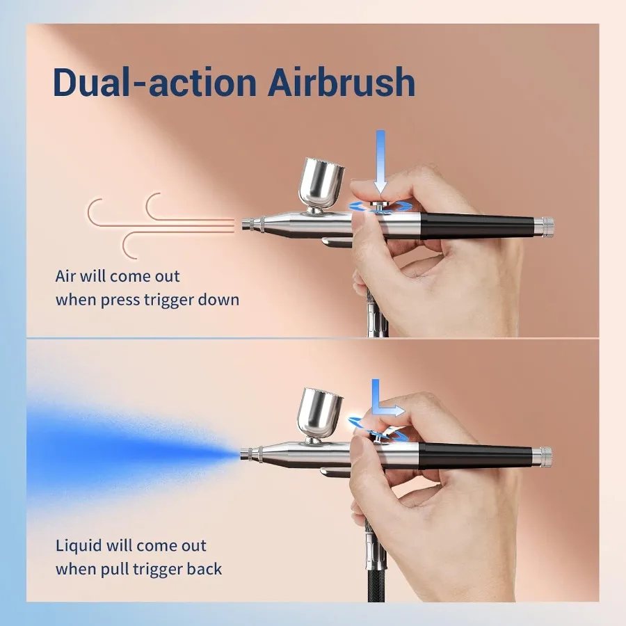 Kit de aerógrafo portátil de doble acción con compresor de alta presión inalámbrico de hasta 32 PSI Mini aerógrafo de mano recargable f