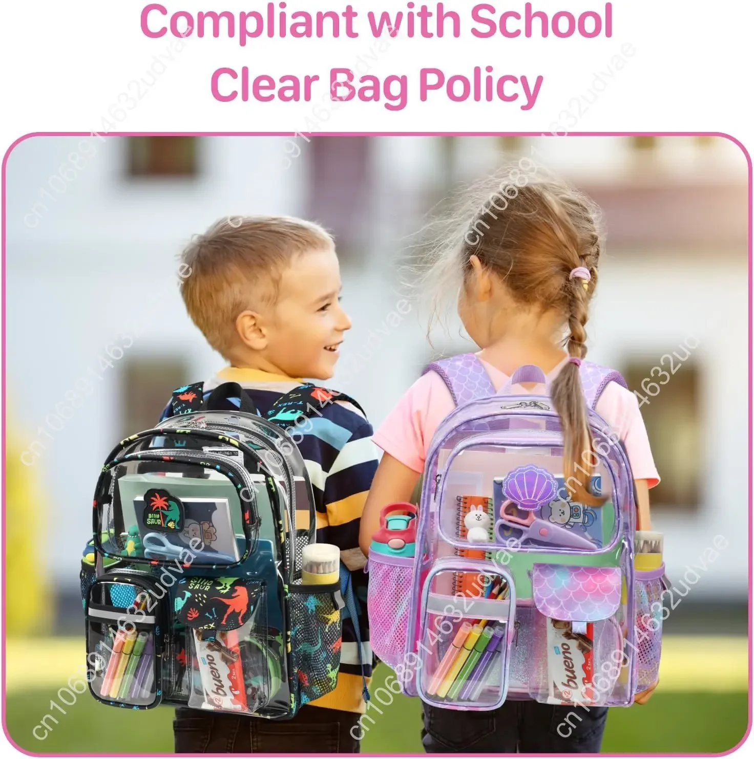 Bagseri Clear Backpack for Girls - 15 Inch Heavy Duty Transparent School Bookbag Multiple Pockets, Safe Re