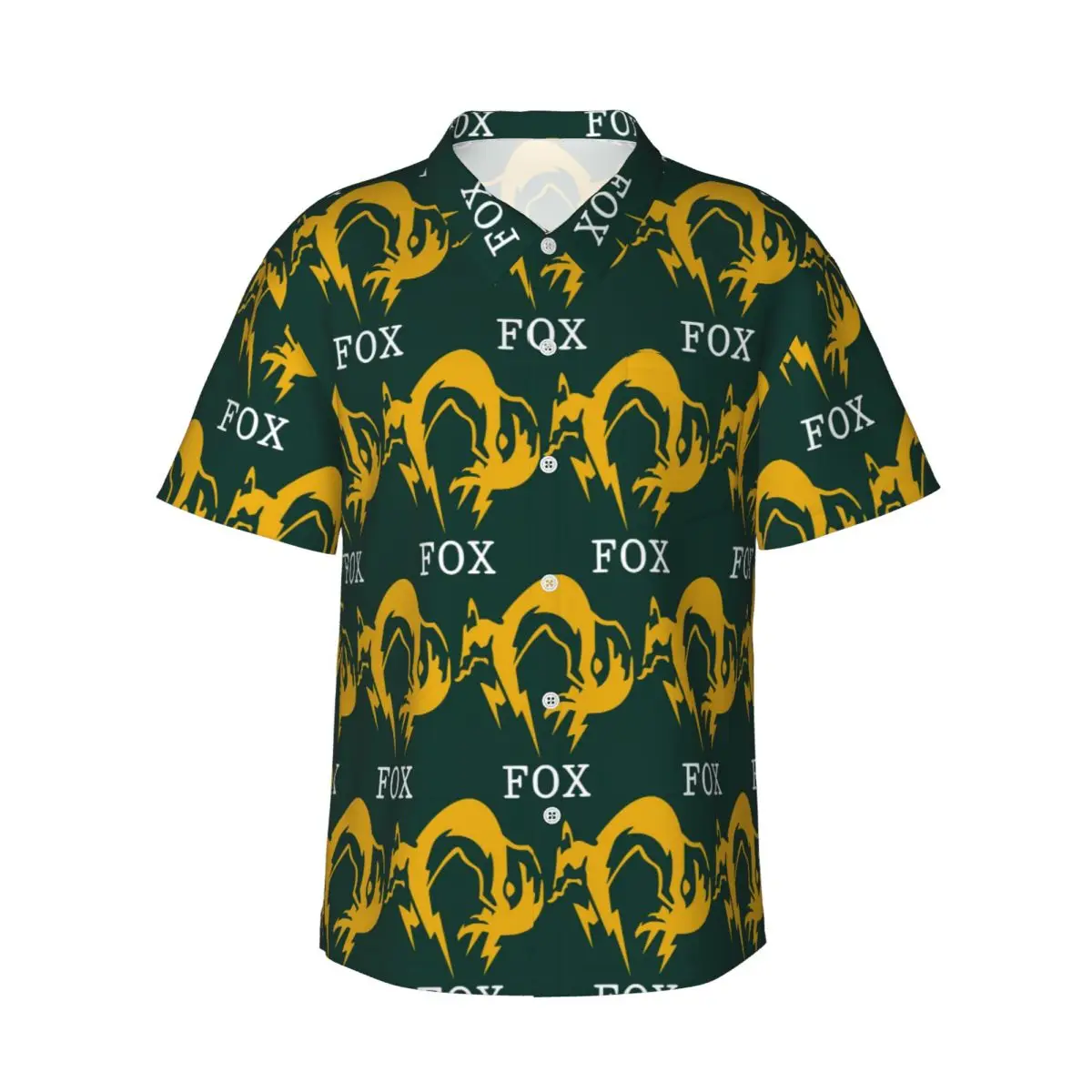 Metal Gear Solid Fox Men's Shirts Hawaiian Short Sleeve Shirt Funny Lapel Tops for Summer Beach