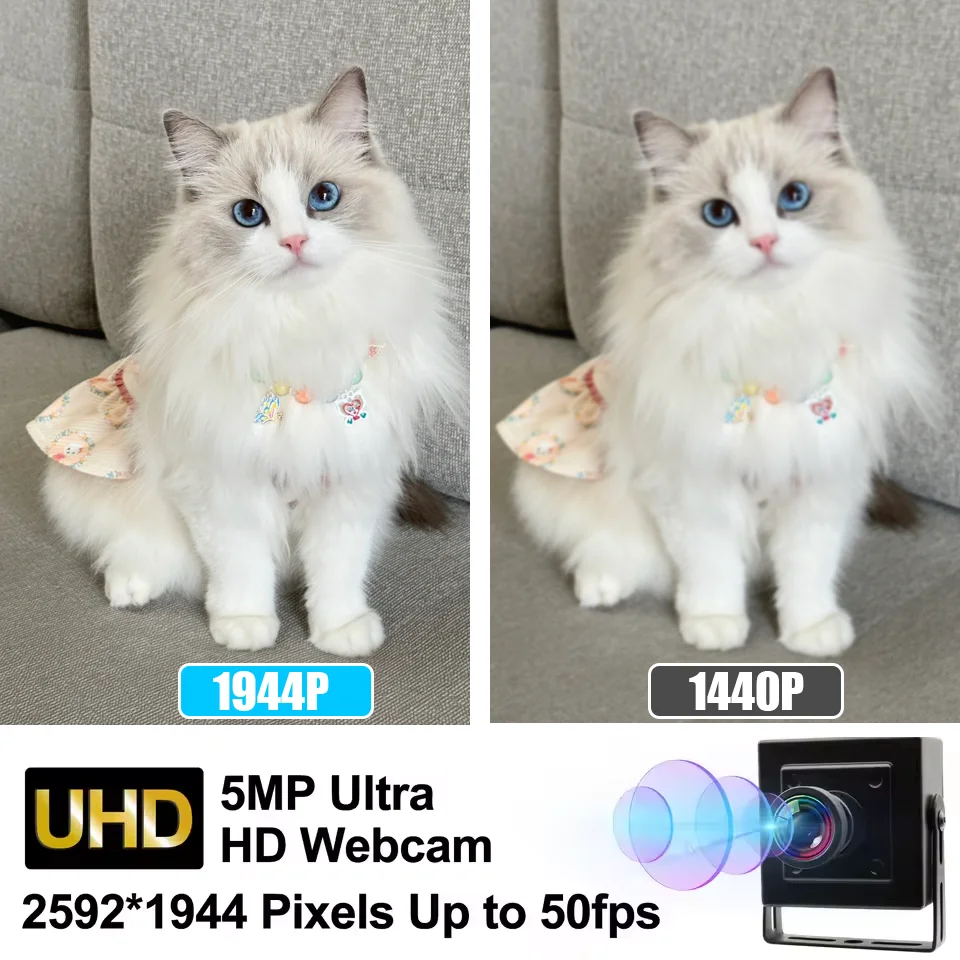 ELP 5MP 50FPS Global Shutter USB Camera OmniVision OG05B10 Mini Security PC Webcam with No Distortion M12 Lens