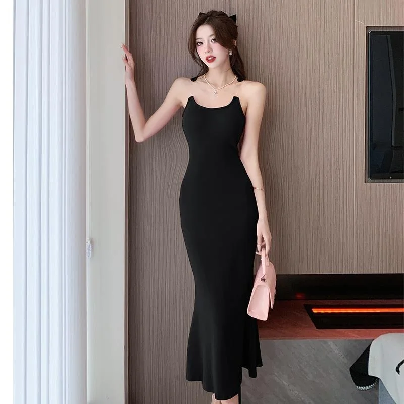 غير مرئية Strapl Bodycon Dr المرأة الصيف جديد Sle عالية الخصر محبوك البوليستر الحديثة الرياح ألف خط تنورة لا Sve