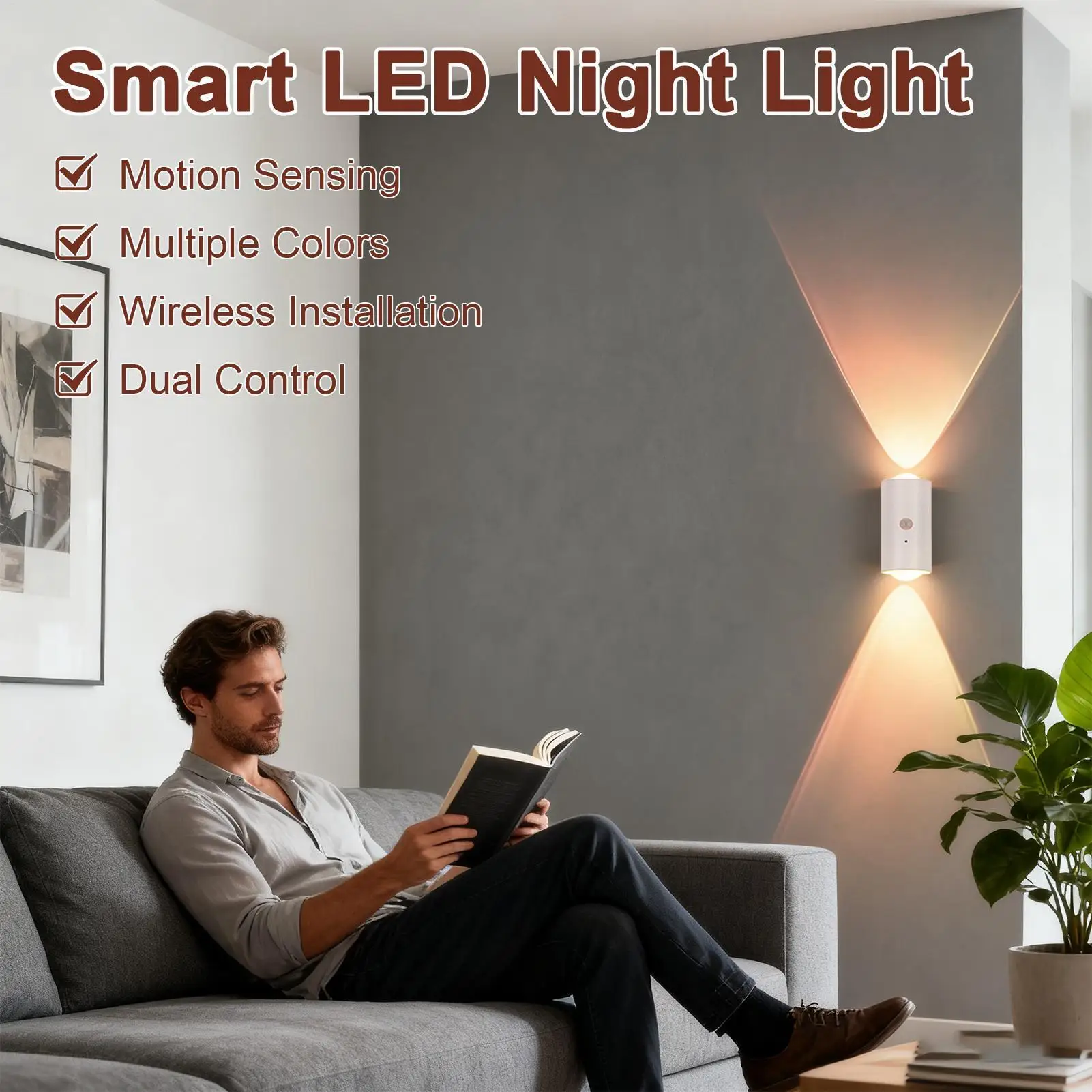 

Color Changing Night Lamp Motion Activated & Remote Control Magnetic Wall RGB Night Light Automatic On Off For Living Room