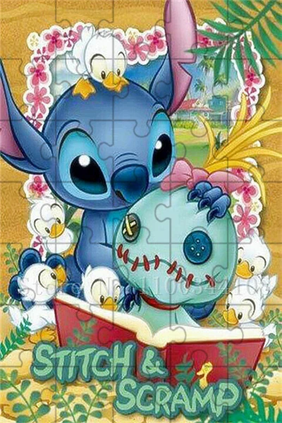 Disney Lilo & Stitch Mini Puzzles 35 Pieces Cartoon Wooden Jigsaw Puzzles for Children Intelligence Education New Year Gifts