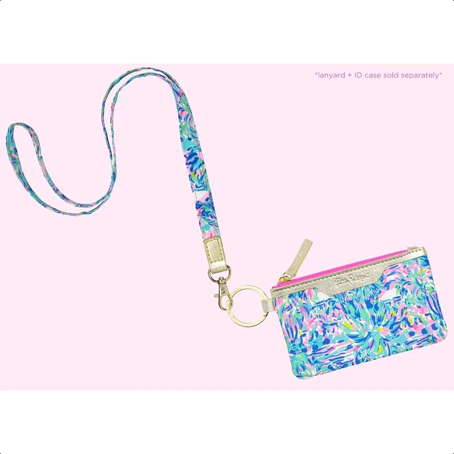 Ausweishalter-Geldbörse, blaues Schlüsselanhänger-Geldbörse mit Reißverschluss, niedliches Karten- und Ausweishülle für Damen, Cabana-Cocktail
