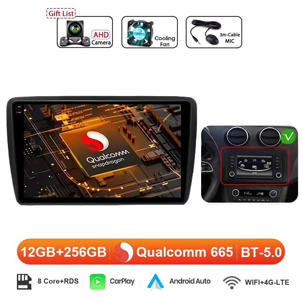 Android 15 Voor SEAT Ibiza 2016-2017 Autoradio Multimedia Video Player GPS Stereo CarPlay 4G Navigatie v BT QLED DPS Head Unit