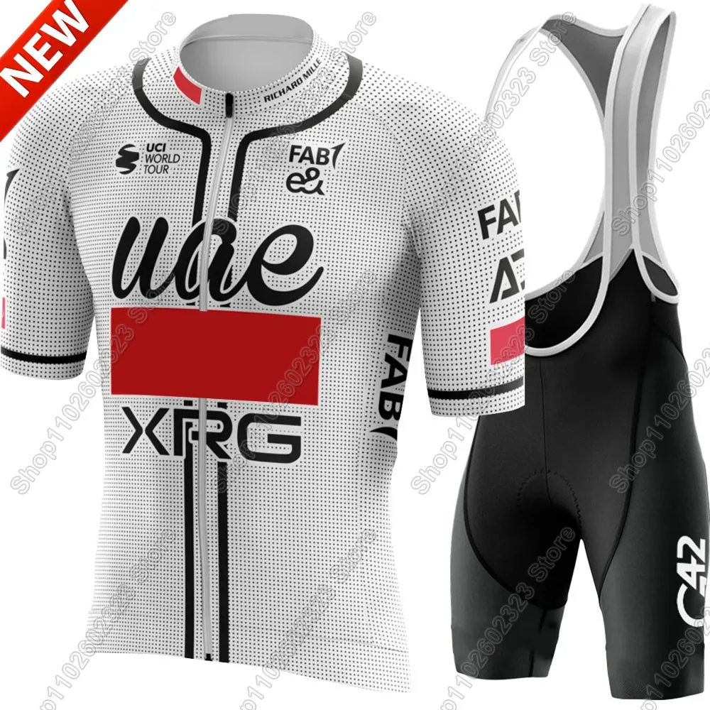

Велосипедный трикотаж команды UAE, комплект 2025 года, мужская летняя одежда для велосипеда, рубашки для шоссейного велосипеда, костюм, велосипедные шорты нагрудник, MTB Ropa Maillot