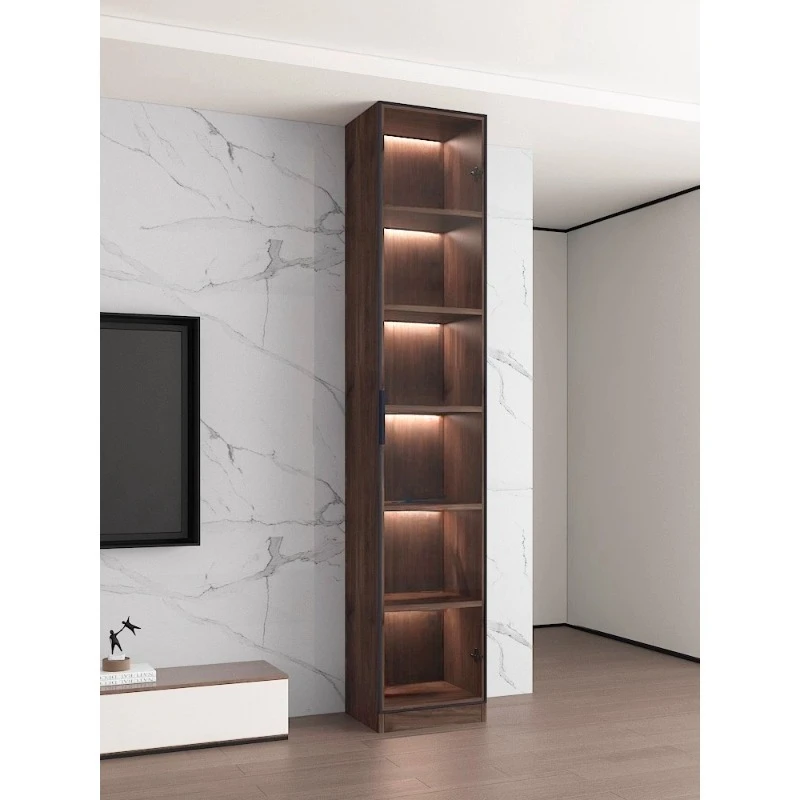 

Glass Display Cabinet Next to TV Cabinet Locker Living Room Solid Wood Wine Locker Standing