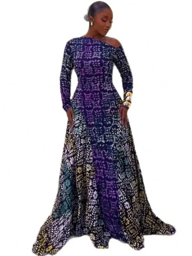 

African Dresses For Women 2025 African Clothes Dashiki Flower Print Ankara Dresses Traditional Robe Africa Maxi Dress Outfits