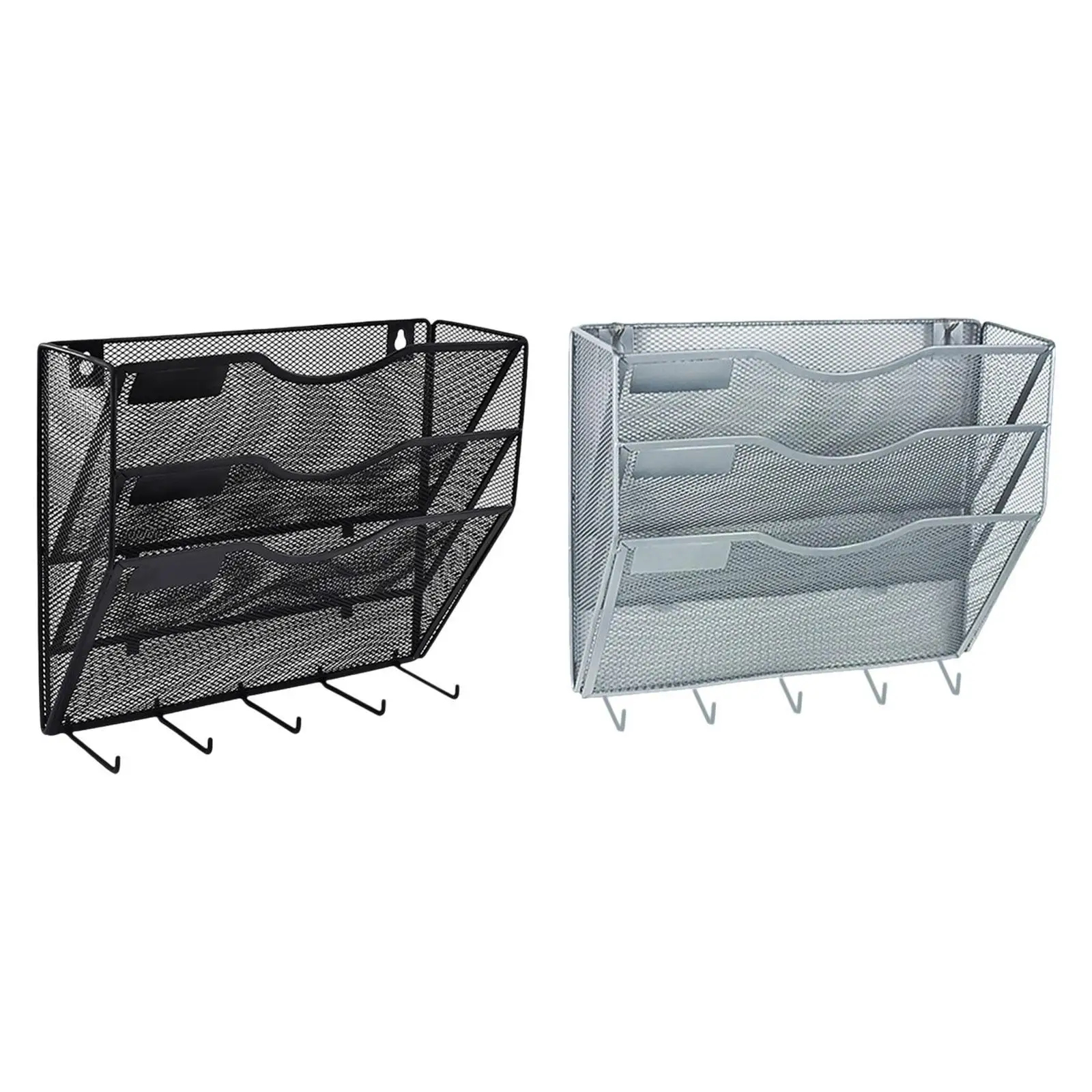 Wall File Mail Organizer for Home Office A4 Paper Storage with Hooks Easily Install Multipurpose Space Saving Paper Folder